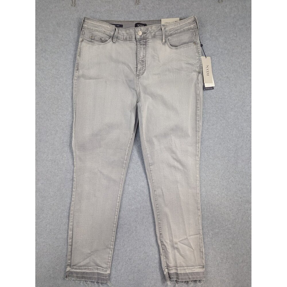 NYDJ Jeans Womens 16 Gray Alina Ankle Lift Tuck Premium Denim Fray Hem Stretch